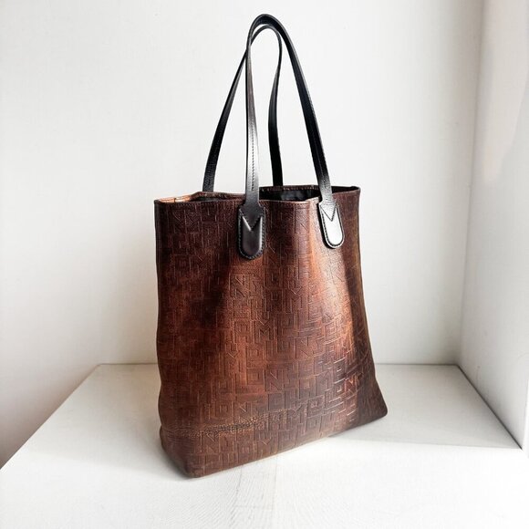 Longchamp Essential Embossed Leather North/South Tote Ombré Brown - Picture 3 of 16